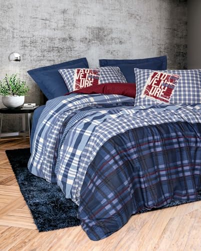 Nuit Des Rêves Ranforce Single Quilt Cover Set, Dark Blue, 135 x 200 cm | 100% Cotton, Reactive Printing, Machine Washable, Button Closure | Soft & Stylish Bedding, Twin Nuit Des Rêves Ranforce Single Quilt Cover Set, Dark Blue, 135 x 200 cm | 100% Cotton, Reactive Printing, Machine Washable, Button Closure | Soft & Stylish Bedding, Twin von Nuit Des Rêves