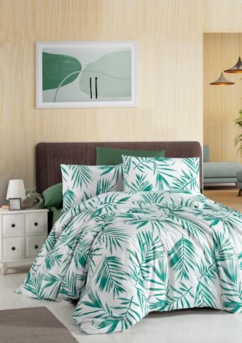 Nuit Des Rêves Ranforce Single XL Quilt Cover Set, 100% Cotton, Green & White, 155 x 200 cm Duvet, 80 x 80 cm Pillowcase | Machine Washable, Elegant Design Nuit Des Rêves Ranforce Single XL Quilt Cover Set, 100% Cotton, Green & White, 155 x 200 cm Duvet, 80 x 80 cm Pillowcase | Machine Washable, Elegant Design von Nuit Des Rêves