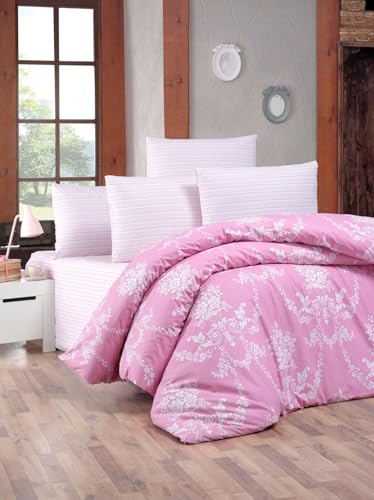 Nuit Des Rêves Ranforce Single XXL Quilt Cover Set, 100% Cotton, 155 x 220 cm, Pink & White | Machine Washable, 145 Thread Count, Button Closure | Soft & Stylish Bedding Nuit Des Rêves Ranforce Single XXL Quilt Cover Set, 100% Cotton, 155 x 220 cm, Pink & White | Machine Washable, 145 Thread Count, Button Closure | Soft & Stylish Bedding von Nuit Des Rêves
