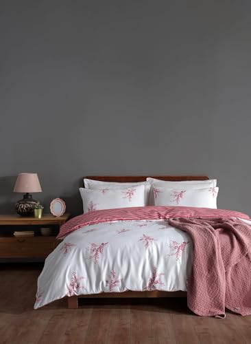 Nuit Des Rêves Ranforce Single XXL Quilt Cover Set, 100% Cotton, 155 x 220 cm, White & Pink, Machine Washable, 145 Thread Count, Button & Envelope Closure, Twin Nuit Des Rêves Ranforce Single XXL Quilt Cover Set, 100% Cotton, 155 x 220 cm, White & Pink, Machine Washable, 145 Thread Count, Button & Envelope Closure, Twin von Nuit Des Rêves