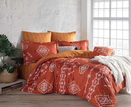 Nuit Des Rêves Ranforce Single XXL Quilt Cover Set, 100% Cotton, 155 x 220 cm Duvet & 80 x 80 cm Pillowcase, Orange & White, Machine Washable, Elegant Design Nuit Des Rêves Ranforce Single XXL Quilt Cover Set, 100% Cotton, 155 x 220 cm Duvet & 80 x 80 cm Pillowcase, Orange & White, Machine Washable, Elegant Design von Nuit Des Rêves