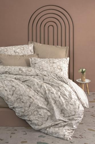 Nuit Des Rêves Ranforce Single XXL Quilt Cover Set, 100% Cotton, Beige, 155 x 220 cm Duvet & 80 x 80 cm Pillowcase | Machine Washable, Elegant Pigment Printing, Button Closure Nuit Des Rêves Ranforce Single XXL Quilt Cover Set, 100% Cotton, Beige, 155 x 220 cm Duvet & 80 x 80 cm Pillowcase | Machine Washable, Elegant Pigment Printing, Button Closure von Nuit Des Rêves
