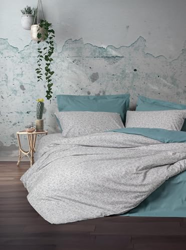 Nuit Des Rêves Ranforce Single XXL Quilt Cover Set, Mint, 155 x 220 cm | 100% Cotton, Pigment Printed, Machine Washable, Button Closure | Soft & Stylish Bedding von Nuit Des Rêves