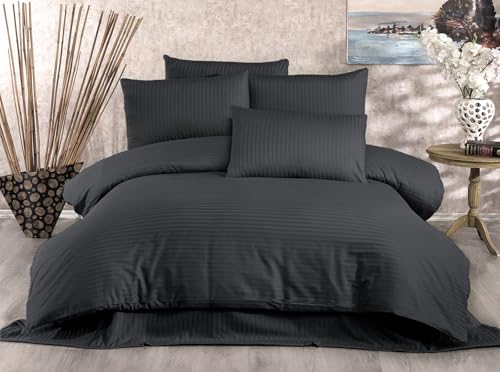 Nuit Des Rêves Single XL Quilt Cover Set (DE), Anthracite, 155 x 200 cm Duvet & 80 x 80 cm Pillowcase | 80% Cotton, 20% Polyester | Machine Washable at 30°C, Twin von Nuit Des Rêves