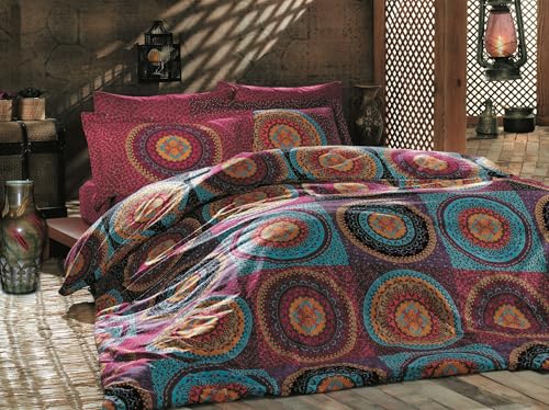 Nuit Des Rêves Vibrant Ranforce Single Quilt Cover Set, 100% Cotton, 135 x 200 cm Duvet & 80 x 80 cm Pillowcase | Machine Washable, Button Closure, Fuchsia & Turquoise Nuit Des Rêves Vibrant Ranforce Single Quilt Cover Set, 100% Cotton, 135 x 200 cm Duvet & 80 x 80 cm Pillowcase | Machine Washable, Button Closure, Fuchsia & Turquoise von Nuit Des Rêves