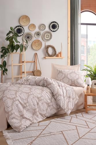 Nuit Des Rêves XXL Quilt Cover Set (155 x 220 cm), Brown, 65% Cotton/35% Polyester | Machine Washable, 120 Thread Count, Button & Envelope Closure | Cozy & Stylish Bedding, Twin von Nuit Des Rêves