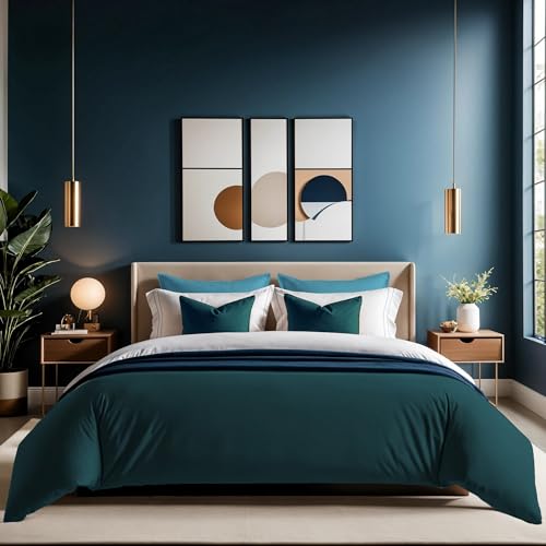 Petrol Green Ranforce Single Quilt Cover, 135 x 200 cm | 100% Cotton, 145 Thread Count, Button Closure | Machine Washable at 30°C, Soft & Durable, Twin Petrol Green Ranforce Single Quilt Cover, 135 x 200 cm | 100% Cotton, 145 Thread Count, Button Closure | Machine Washable at 30°C, Soft & Durable, Twin von Nuit Des Rêves