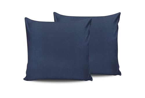 Premium Dark Blue Pillowcase Set (2 Pieces), 80 x 80 cm | 100% Cotton Ranforce, 155 Thread Count, Envelope Closure | Machine Washable at 30°C von Nuit Des Rêves