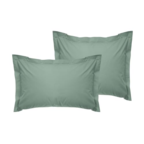 Premium Oxford Pillowcase Set (2 Pieces), Green, 80 x 80+5 cm | 100% Cotton Ranforce, 145 Thread Count | Envelope Closure, Machine Washable at 30°C von Nuit Des Rêves