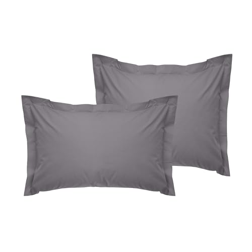 Premium Oxford Pillowcase Set (2 Pieces), Grey, 80 x 80+5 cm | 100% Cotton Ranforce, 155 Thread Count | Envelope Closure, Machine Washable at 30°C von Nuit Des Rêves