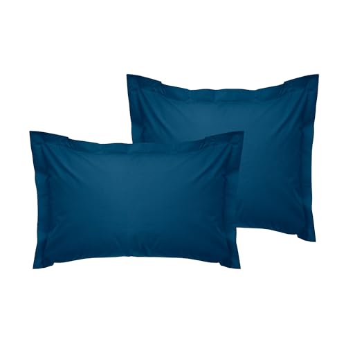 Premium Oxford Pillowcase Set (2 Pieces), Petrol Blue, 80 x 80+5 cm | 100% Cotton Ranforce, 145 Thread Count | Envelope Closure, Machine Washable at 30°C von Nuit Des Rêves