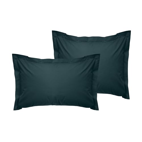Premium Oxford Pillowcase Set (2 Pieces), Petrol Green, 80 x 80+5 cm | 100% Cotton Ranforce, 145 Thread Count | Envelope Closure, Machine Washable at 30°C von Nuit Des Rêves