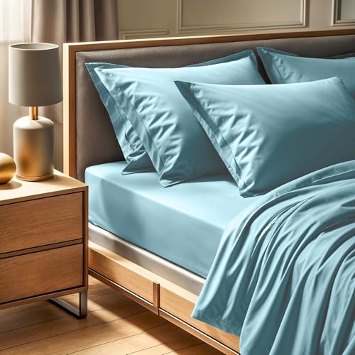 Premium Petrol Blue Ranforce Single Fitted Sheet (90 x 200+30 cm) | 100% Cotton, 145 Thread Count | Machine Washable at 30°C, Soft & Durable, Twin von Nuit Des Rêves