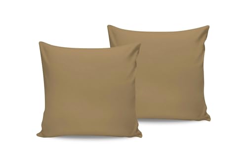Premium Pillowcase Set (2 Pieces), Light Brown, 80 x 80 cm | 100% Cotton Ranforce, 117 gr/m² | Soft & Durable for Ultimate Comfort in Any Bedroom von Nuit Des Rêves