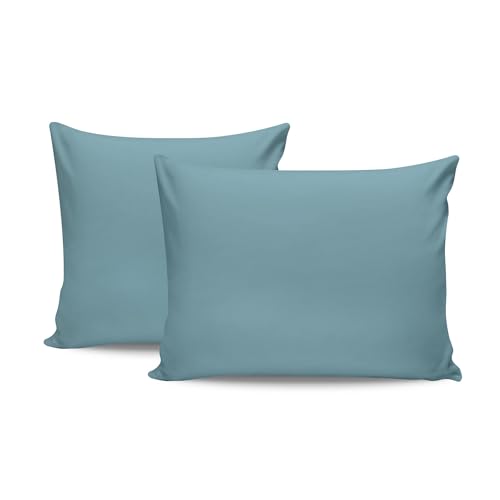 Premium Pillowcase Set (2 Pieces), Petrol Blue, 80 x 80 cm | 100% Cotton Ranforce, 145 Thread Count | Envelope Closure, Machine Washable at 30°C von Nuit Des Rêves