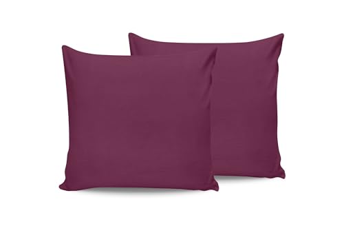 Premium Purple Pillowcase Set (2 Pieces), 80 x 80 cm | 100% Cotton Ranforce, 155 Thread Count, Envelope Closure | Machine Washable at 30°C, Soft & Durable von Nuit Des Rêves