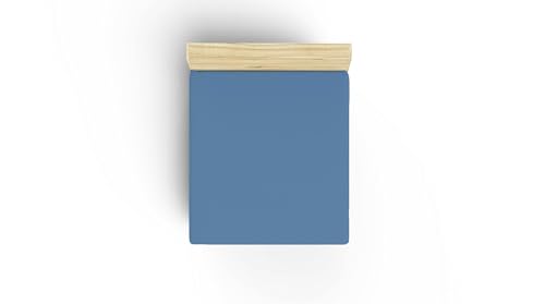 Premium Ranforce Double Fitted Sheet (140 x 190+30 cm), 100% Cotton, 155 Thread Count, Blue | Soft, Durable, Machine Washable at 30°C | Ideal for Cozy Bedrooms von Nuit Des Rêves