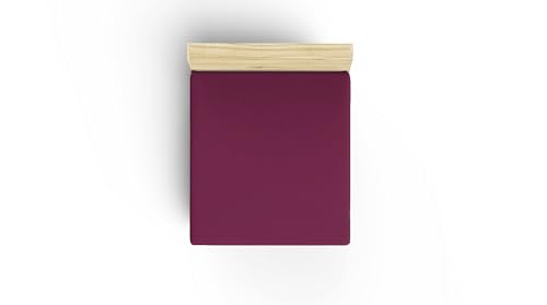 Premium Ranforce Double Fitted Sheet (140 x 190+30 cm), 100% Cotton, 155 Thread Count, Purple | Soft, Durable, Machine Washable at 30°C | Ideal for Cozy Bedrooms von Nuit Des Rêves