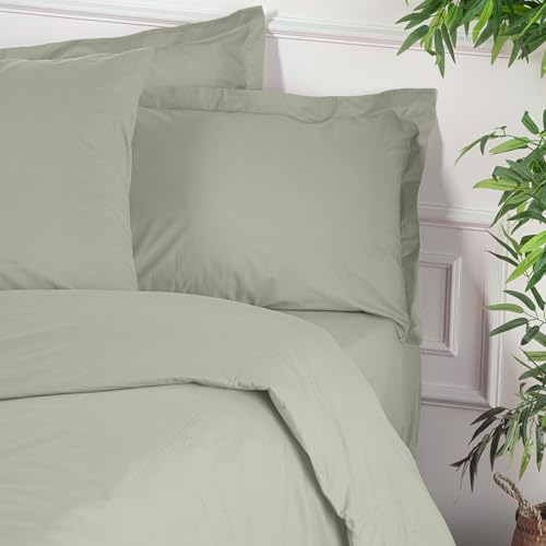 Premium Ranforce Double Quilt Cover (200 x 200 cm) - 100% Cotton, Green, Button Closure, 155 Thread Count, Machine Washable at 30°C | Ideal for Cozy Bedrooms von Nuit Des Rêves