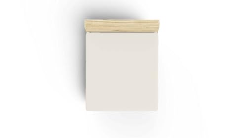 Premium Ranforce Double Small Fitted Sheet (130 x 190+30 cm), 100% Cotton, Cream Color, 155 Thread Count, Machine Washable at 30°C | Soft & Durable von Nuit Des Rêves