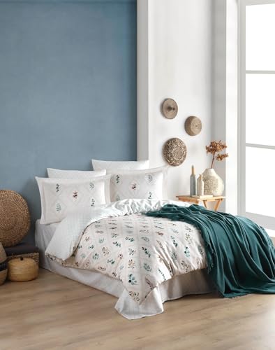 Premium Ranforce Single Duvet Cover (135 x 200 cm), 100% Cotton, White & Green | 145 Thread Count, Machine Washable at 40°C | Soft & Durable for Cozy Sleep, Twin von Nuit Des Rêves