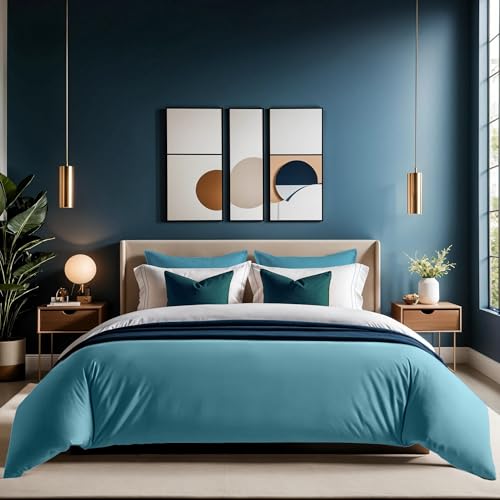 Premium Ranforce Single Quilt Cover, 135 x 200 cm, 100% Cotton, Petrol Blue | Button Closure, 145 Thread Count, Machine Washable at 30°C | Soft & Durable, Twin Premium Ranforce Single Quilt Cover, 135 x 200 cm, 100% Cotton, Petrol Blue | Button Closure, 145 Thread Count, Machine Washable at 30°C | Soft & Durable, Twin von Nuit Des Rêves