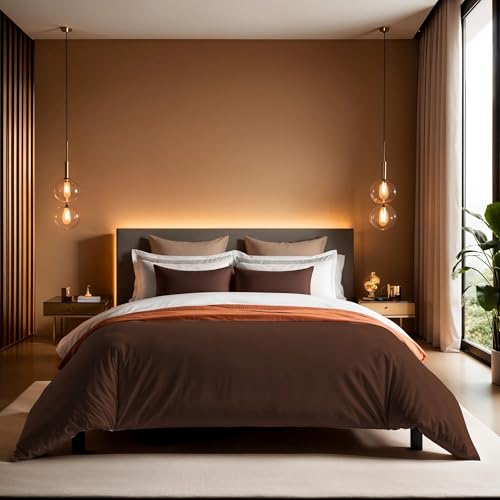 Premium Ranforce Single Quilt Cover, Dark Brown, 135 x 200 cm | 100% Cotton, 155 Thread Count, Button Closure | Machine Washable at 30°C, Soft & Durable von Nuit Des Rêves