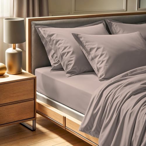 Premium Ranforce Super King Fitted Sheet (180 x 200+30 cm) | 100% Cotton, 145 Thread Count, Machine Washable at 30°C | Elegant Beige Color for Luxurious Comfort von Nuit Des Rêves