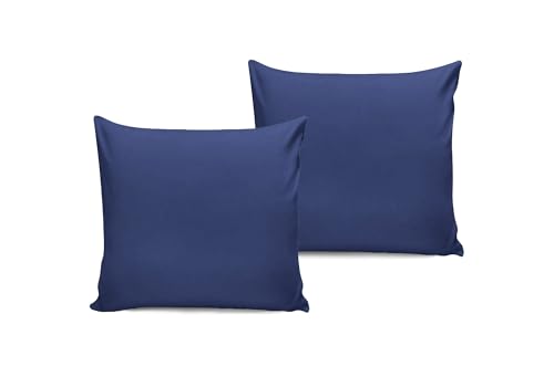 Premium Sax Blue Pillowcase Set (2 Pieces), 80 x 80 cm | 100% Cotton Ranforce, 155 Thread Count, Envelope Closure | Machine Washable at 30°C von Nuit Des Rêves