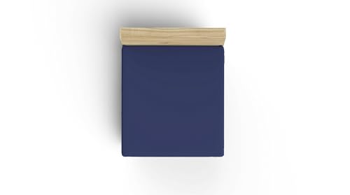 Ranforce Double Small Fitted Sheet (DE), Sax Blue, 130 x 190+30 cm | 100% Cotton, 155 Thread Count, 117 gr/m² | Machine Washable at 30°C, Soft & Durable von Nuit Des Rêves