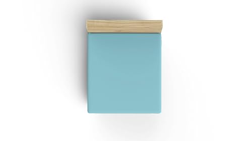 Ranforce Double Small Fitted Sheet (DE) - 100% Cotton, 130 x 190+30 cm, 155 Thread Count, Turquoise | Soft, Durable, Machine Washable at 30°C von Nuit Des Rêves