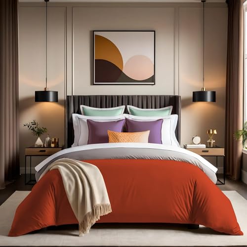 Ranforce Single XXL Quilt Cover (155 x 220 cm), Tile Red, 100% Cotton, 145 Thread Count, Button Closure, Machine Washable at 30°C | Stylish & Comfortable Bedding, Twin von Nuit Des Rêves