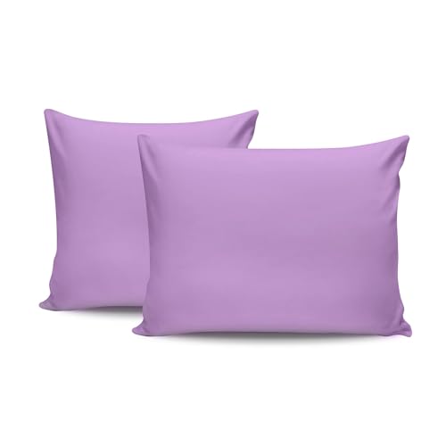Soft Lilac Pillowcase Set (2 Pieces), 80 x 80 cm | 100% Cotton Ranforce, 155 Thread Count | Envelope Closure, Machine Washable at 30°C | Cozy & Elegant von Nuit Des Rêves