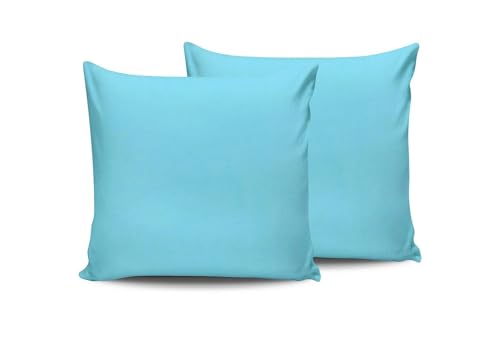 Turquoise Pillowcase Set (2 Pieces), 80 x 80 cm | 100% Cotton Ranforce, 155 Thread Count, Envelope Closure | Machine Washable at 30°C, Soft & Durable von Nuit Des Rêves
