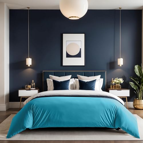 Turquoise Ranforce Single Quilt Cover, 135 x 200 cm | 100% Cotton, 155 Thread Count, Button Closure | Machine Washable at 30°C, Soft & Durable Turquoise Ranforce Single Quilt Cover, 135 x 200 cm | 100% Cotton, 155 Thread Count, Button Closure | Machine Washable at 30°C, Soft & Durable von Nuit Des Rêves