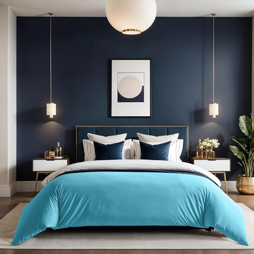 Turquoise Ranforce Single Quilt Cover, 135 x 200 cm | 100% Cotton, 155 Thread Count, Button Closure | Machine Washable at 30°C, Soft & Durable Turquoise Ranforce Single Quilt Cover, 135 x 200 cm | 100% Cotton, 155 Thread Count, Button Closure | Machine Washable at 30°C, Soft & Durable von Nuit Des Rêves
