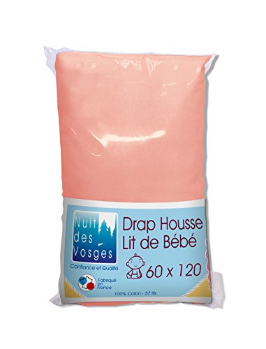 Nuit des Vosges 2237610 Cotoval Baby Spannbettlaken Uni Baumwolle Rosa 60 x 120 cm von Nuit des Vosges