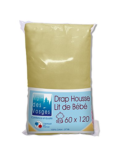 Nuit des Vosges 2237719 Cotoval Baby Spannbettlaken Uni Baumwolle Roggen 60 x 120 cm von Nuit des Vosges