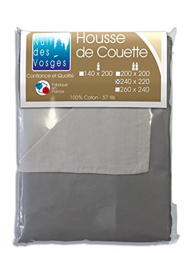 Nuit des Vosges cotoval Bettbezug Baumwolle zweifarbig wendbar 220 x 240 cm Baumwolle Grau Maus/anthrazit 240 x 220 cm von Nuit des Vosges