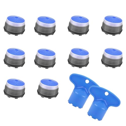 12er Pack Wasserhahn 21.5mm - Universeller Strahlregler für Küche & Bad, Hochwertiger Luftsprudler-Aufsatz mit 2 Montageschlüsseln, Wassersparendes Sieb für die meisten Wasserhähne von Nujvnuj