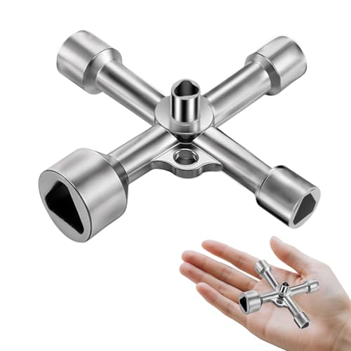 Nujvnuj Dreikantschlüssel Universal 5 Größen (7/10/12/13/18mm) – Multifunktions-Schaltschrankschlüssel für Mülltonnen, Strom/Wasser/Gas-Zähler – Rostfeste Zinklegierung, Schlüsselbund-tauglich von Nujvnuj