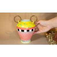 Keramik Handgemachte Amphore Vase, Handbemalte Bunte Dekorative Wohnkultur, Einzigartiges Geschenk von NukaClay