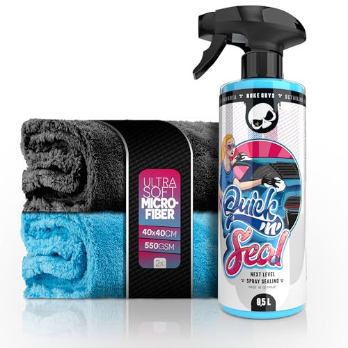 Auto Lackversiegelung Set | Nuke Guys Quick'n'Seal 500ml Nano Sprühversiegelung + 2x Poliertuch | Spray Wax Versiegelung mit Wasserabperleffekt | Glanz & Schutz für deinen Lack Auto Lackversiegelung Set | Nuke Guys Quick'n'Seal 500ml Nano Sprühversiegelung + 2x Poliertuch | Spray Wax Versiegelung mit Wasserabperleffekt | Glanz & Schutz für deinen Lack von Nuke Guys