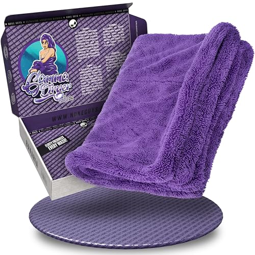 Nuke Guys Auto Trockentuch extrem saugstark & lackschonend | Gamma Dryer L 40x60cm Lila | 1400 GSM Mikrofaser Tuch zum effizienten Trocknen nach der Autowäsche | Mikrofasertuch von Nuke Guys