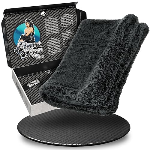 Nuke Guys Auto Trockentuch extrem saugstark & lackschonend | Gamma Dryer L 40x60cm Schwarz | 1400 GSM Mikrofaser Tuch zum effizienten Trocknen nach der Autowäsche | Mikrofasertuch von Nuke Guys