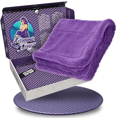 Nuke Guys Auto Trockentuch extrem saugstark & lackschonend | Gamma Dryer S 40x40cm Lila | 1400 GSM Mikrofaser Tuch zum effizienten Trocknen nach der Autowäsche | Mikrofasertuch von Nuke Guys