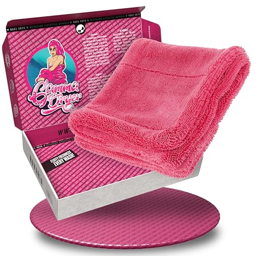 Nuke Guys Auto Trockentuch extrem saugstark & lackschonend | Gamma Dryer S 40x40cm Pink | 1400 GSM Mikrofaser Tuch zum effizienten Trocknen nach der Autowäsche | Mikrofasertuch von Nuke Guys