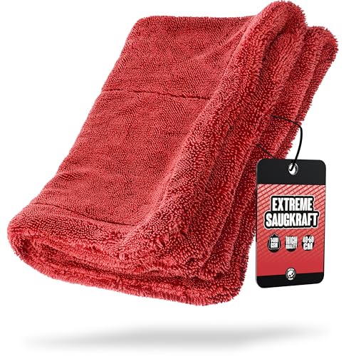 Nuke Guys Gamma Dryer L | Ultra saugstarkes Trockentuch 1400 GSM rot 40x60cm | Fusselfrei, abgerundete sanfte Fasern, kratzerfrei, groß | Premium Mikrofasertuch für Auto Motorrad Fahrrad von Nuke Guys