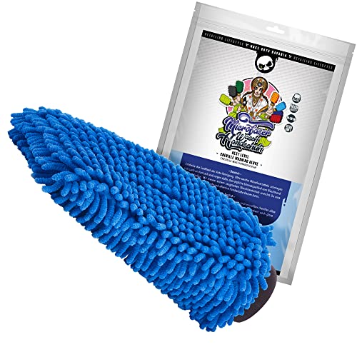 Nuke Guys XL Chenille Waschhandschuh - Auto Wasch Handschuh aus Ultra sanften Mikrofasern - Microfiber Wash Mitt - Für eine fusselfreie und kratzerfreie Autowäsche - Blau von Nuke Guys