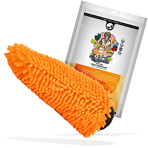 Nuke Guys XL Chenille Waschhandschuh - Auto Wasch Handschuh aus Ultra sanften Mikrofasern - Microfiber Wash Mitt - Für eine fusselfreie und kratzerfreie Autowäsche - Orange von Nuke Guys